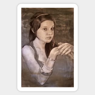 Drawing of a girl  by Adelaide Artist Avril Thomas Sticker